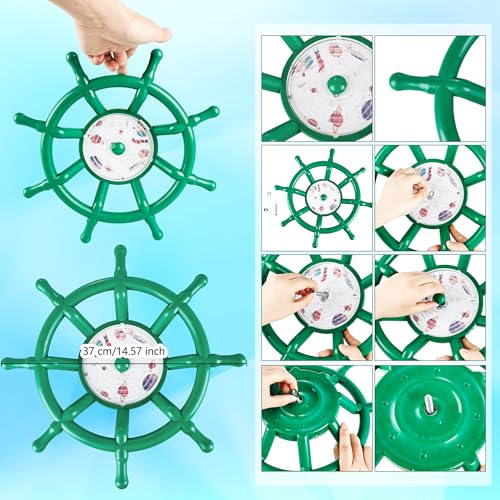 Kids Playground Accessories Outdoor Plastic Steering Wheel Playset Pirate Ship Wheel for Playhouse Garden Backyard Tree House - color: Green Set 1