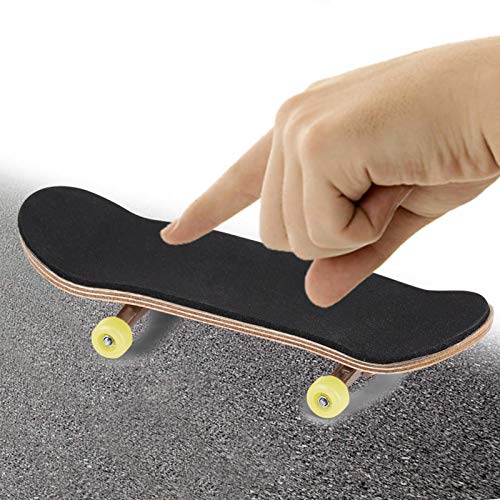HURRISE Wooden Finger Skateboard, Maple Wood and Alloy, Yellow, with Box, Stress Relief Kids Gift - color: Yellow