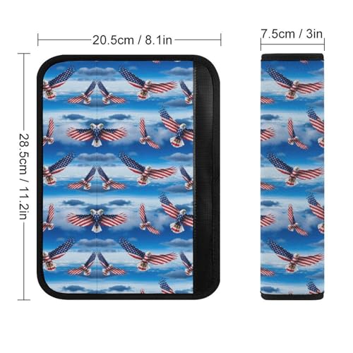 Soft Padded Car Seat Belt Pad for Elderly Support, Stroller Pushchair High Chair, 2 Pack American Flag Eagle Shoulder Harness Cover Anti-Slip Pad - color: Pattern 41