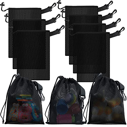 10 PCS With Clips Mesh Drawstring Bags, Portable Nylon Storage Bags for toy,Sports Storage,Outdoor activities etc. (5.9x7.9in) - size: 5.9x7.9in