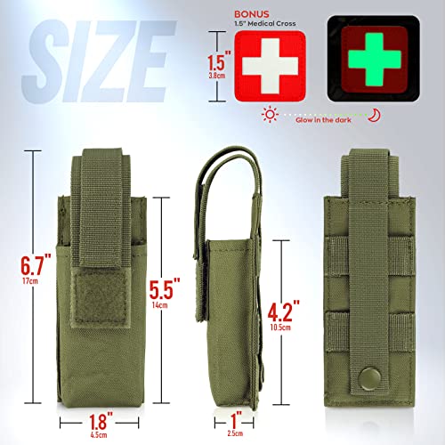 LIVANS Molle Tourniquet Holder, Tactical Shears Pouch, IFAK Scissor Holster | Medical Shear Holder, EMT Scissor Bag Fit for Tourniquet, Folding Knife, Tactical Flashlight, Pistol Mag Pouch Small Tool Bag - color: Army Green