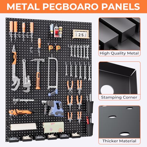 INCLY 48x36 Inch Metal Peg Board Kit 1/4" Pegboard Hooks Accessories | 6PCS Peg Board Panels, 234PCS Pegboard Accessories, Black Pegboard Wall Organizer, Tool Storage System for Garage Workbench - size: 48x36 Inch