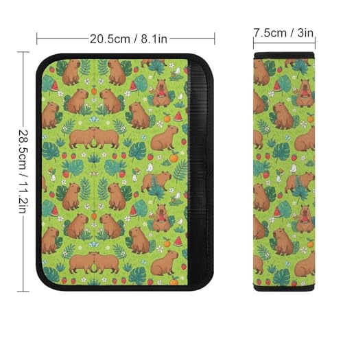 1 Pair Cute Capybaras Green Seat Belt Shoulder Pad Soft Padded Seat Belt Cushion for Adult Use, Stroller Pushchair High Chair, Pressure Relief - color: Pattern 99