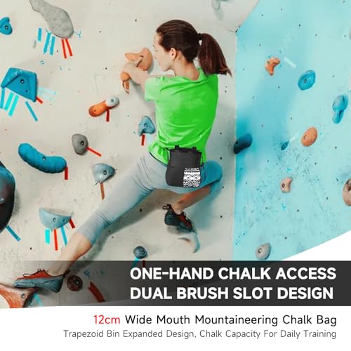 Mountaineering Chalk Bag with Large Capacity, Independent Front Compartment, Multifunctional Sports Bag for Climbers, Trapezoidal Bottom, Orange - size: Small Black
