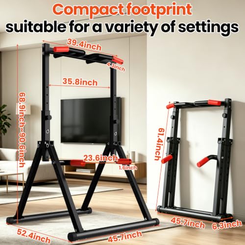 DOBESTS Power Tower Pull Up Bar Free Standing, Foldable Pull Up Station - color: Black Style 1 - Multifunction Bar
