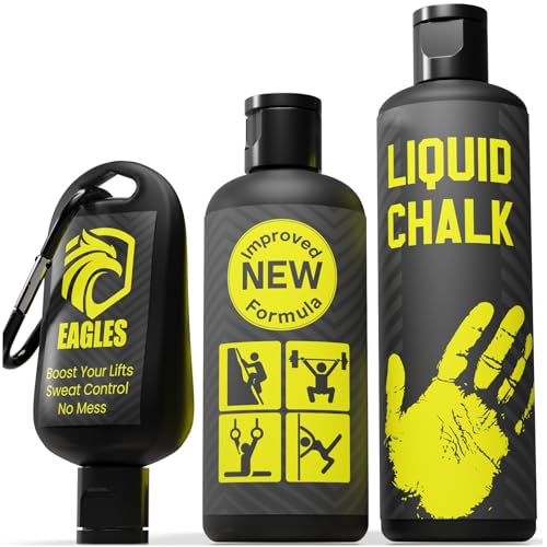 EAGLES Pro Grade Gym Liquid Chalk 60, 120 or 280ml Mess-Free Chalk for Weightlifting, Gymnastics Rock Climbing, Pole Grip, Sports Dries in Seconds - Sweat-Resistant and Long Lasting - style: 120ml