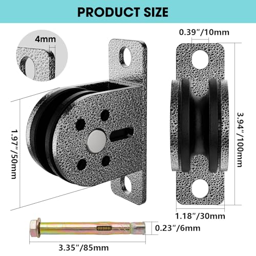 Cable Rope Bearing Pulley Wheel, Wall-Mounted Fixed Pulley Weight System for Home Gym, Weightlifting, DIY Fitness Equipment, Ceiling Mount Accessories - color: Grey-2pcs
