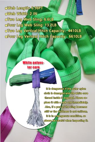 Two Leg Bridle Web Sling 6.5ft 4410lb Web Slings Belt Type with hook2.0 m 2000 kg Lightweight and Flexible Capacity Steel Sling[2leg 2.0 t] - size: 2leg-2t