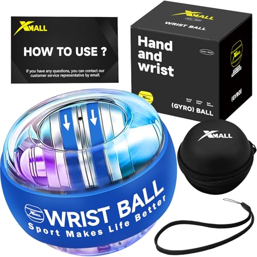 XMALL Torque Ball Hand Exerciser, Grip Strength Trainer, Auto-Start, Forearm Strengthener, Hand Strengthening Devices, Wrist Power Gyro Ball, Wrist Strengthener, Finger Exerciser - color: Blue