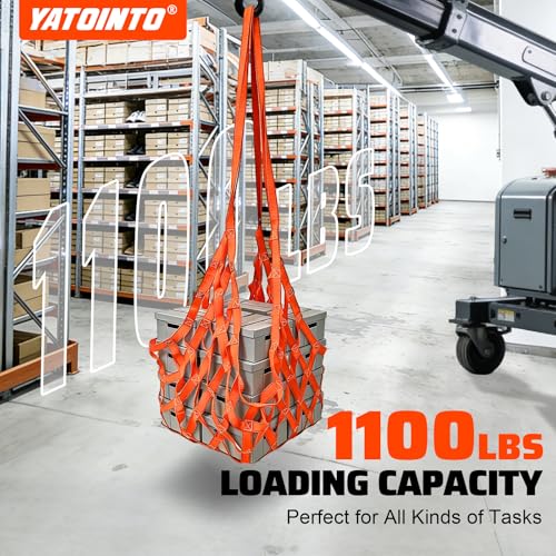 YATOINTO Cargo Lifting Net 4.92'x4.92', Lifting Net Straps for Hoist 1100lbs Load Capacity, Nylon Sling Hoisting Net 10-12CM Square Hole for Construction Rigging Moving Towing Hoisting Unloading