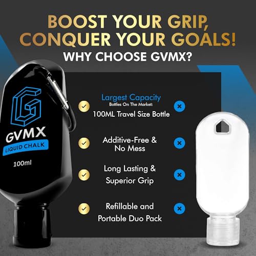 50ML/100ML/400ML Superior Grip Premium Liquid Chalk. Long Lasting Mess-Free Gym Chalk for Weightlifting, Gymnastics, Climbing. Fast Drying Refillable Gym Accessories. Package May Vary. - style: 100ML - 1 Pack