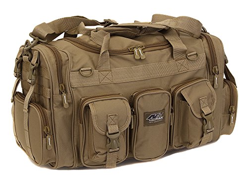 Mens Large 22" Inch Tan Duffel Duffle Military Molle Tactical Gear Shoulder Strap Travel Bag - color: Tan