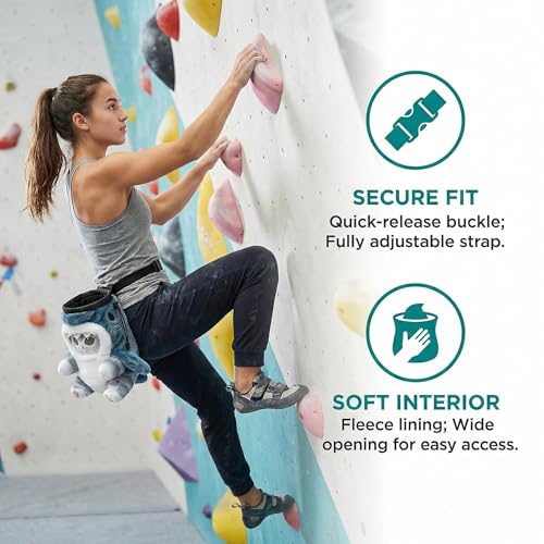 Cat Rock Climbing Chalk Bag, Fun Plush Animal Chalk Pouch with Drawstring, Adjustable Waist Belt for Indoor Outdoor Bouldering Sport Climbing - style: Small Grey Shark Cat