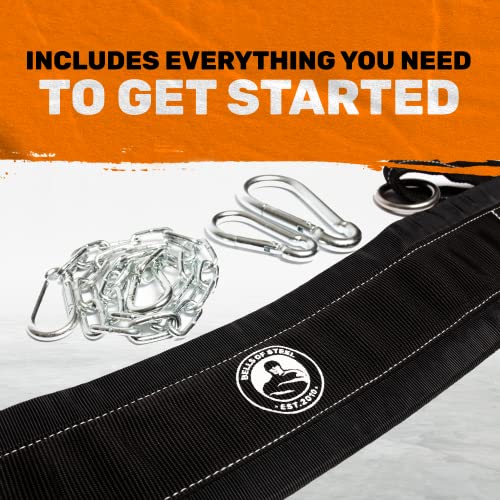 Belt Squat Belt [Bells of Steel] 5in Width for Weight Lifting, 12in Chain Length, Padded, Heavy Duty