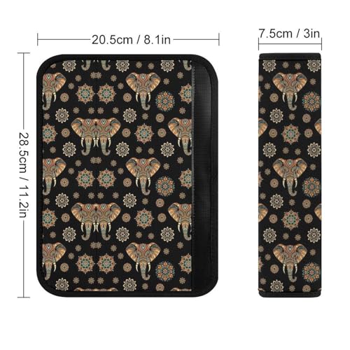 2 Piece Indian Elephant Car Seat Straps Shoulder Pads Universal Fit Automotive Seat Belt Protector for Kids, Car Seats Pushchair Strollers High Chair Pushchair - color: Pattern 588