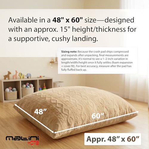 Matini Home Crash Pad 48" X 60" - Sensory Pad with Cover Foam Blocks for Kids and Adults, Ideal Gymnastics Equipment to Jump, Play or Relax - Beige - color: Beige 48" X 60"