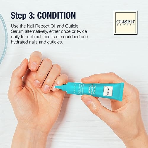 Onsen Secret Complete Nail Reboot Kit w/Cuticle Oil 10ml, Nail File 120/180 Grit Double Sided, A 3-Way Buffer Block & Cuticle Serum-15ml in Action | Super Value Pack - size: Complete Nail Reboot Kit