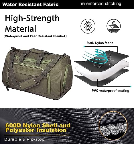 HYKING Gym Bag for Women & Men Tactical Duffle Military Weekender Work Out Lightweight Waterproof Sports Tote Shoe Pocket Green - color: Green