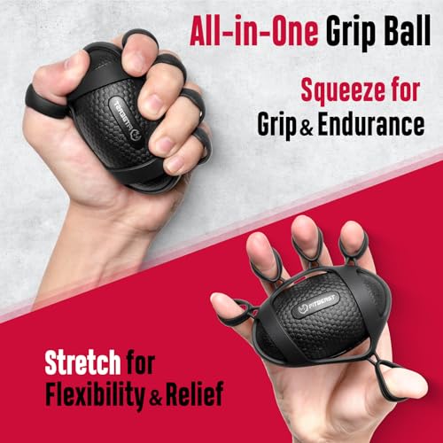 FitBeast Grip Strength Trainer, Hand Gripper Strengthener Kit - 6 Pack with Adjustable Resistance Forearm Strengthener, Forearm Exerciser and Massage Balls for Hand Therapy, Grip Training - color: Black