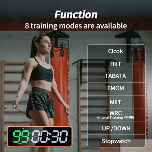 Gym Timer with Strong Magnet for Home Gym, Interval Timer Battery Supply | Workout Clock with Stopwatch, Count up/Down,Custom Interval for Fitness/Home/Boxing - style: 1 inch-Orange