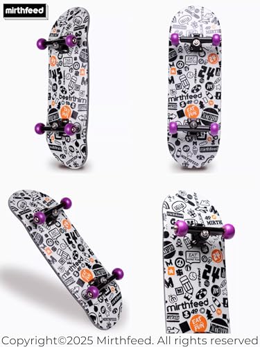 32mm Pro Fingerboard Complete Set | Bearing Wheels | 5 Ply Maple Deck | Anti Skid Grip Tape | Complimentary Tool | Concave Shape - color: Mini Finger Skateboard F : Graffiti Groove