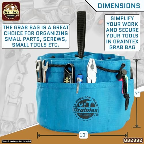 Graintex 18 Pockets Grab Bag Rip-stop Canvas Drawstring Closure, Small Part Organizer Pouch, Small Tools, Screws, Parts, Parachute Tool Bag for Efficient Storage - Royal Blue - color: Royal Blue