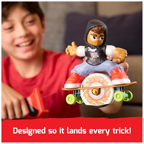 TECH DECK Shred N' Blast Sk8board, Motorized Finger Skateboard Toy with Rider & Ramp for Fast Tricks & High Jumps, Kids Toys for Boys and Girls Ages 6 & Up, Batteries Required - style: Shred N Blast Sk8board