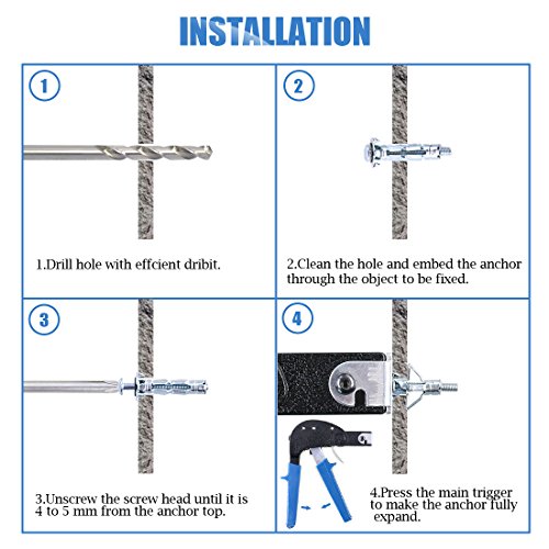 Glarks 42Pcs 6 Size Heavy Duty Zinc Plated Steel Molly Bolt Hollow Drive Wall Anchor Screws Assortment Kit for Drywall, Plaster and Tile - size: 42Pcs 6 Sizes Assortment Set