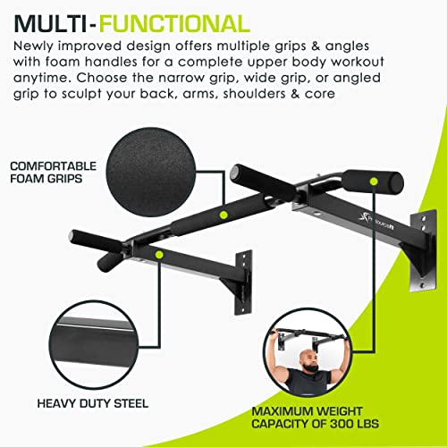 ProsourceFit Pull Up Bar for Multi Use Fitness & Home Gym Exercise - style: Wall Mount