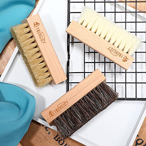 YoungJoy 3 Pieces Dual Sided Sneaker Shoe Cleaner Brush Set Shoes Clean Brush Kit Both Boar and Plastic Bristles with Microfiber Cloth (B) - style: B