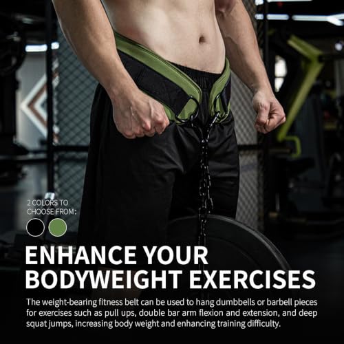 Dip Belt for Weightlifting - 12mm Neoprene Padded Weight Lifting Belt with 36IN Heavy Duty Steel Chain, Weighted Pull Up Belt for Dips, Squats, Strength Training, Men Women - color: Green