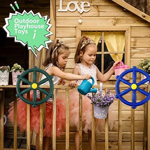 Playground Steering Wheel Plastic Pirate Ship Wheel Playground Swingset Steering Wheel Playset Accessories for Kids Outdoor Backyard Playhouse Treehouse (1, Blue) - color: Blue
