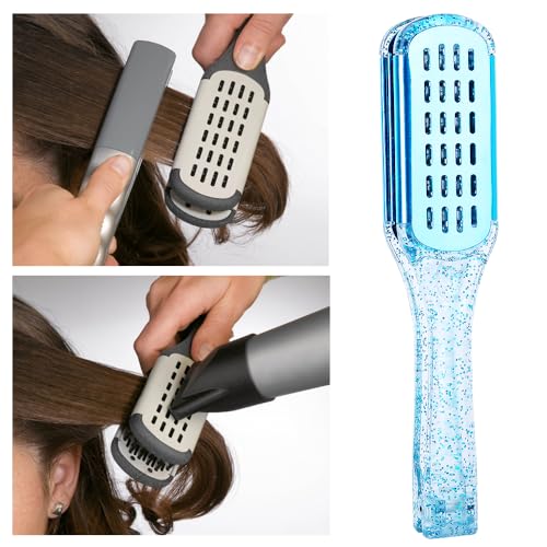 Boar Bristle Clamp Hair Brush, Ceramic Double Sided Brush Clamp Straightener,Detangling, and Styling Hair