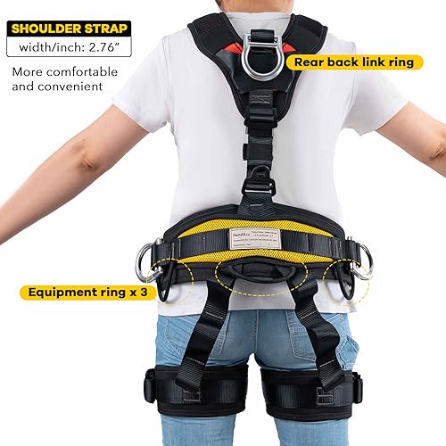 Climbing Seat Belt, Large Size Safety Belt Climbing Gear for Tree Climbing, Fire Rescue, Rappelling - color: Black2