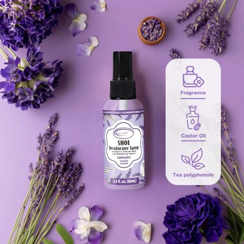 Air Jungles Shoe Deodorizer Spray 2 Oz 2-Pack, Lavender Odor Eliminator | Travel Size, Up To 300 Sprays Each, Smell Remover Footwear Freshener For Sneaker, Boot, Locker & Gym Bag