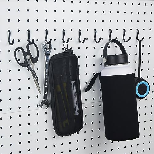 Pegboard J Hooks Black 80pcs Peg Board Metal Tool Hangers for Garage Craft | 1/4" Pegboard Accessories, Stainless Steel Hooks with A Small Plier, Adjustable J Hook for Slot Panels, Wire Shelves, Racks - style: 80pcs Black J Hooks