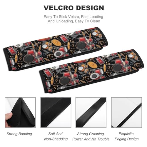 2 Pack Black Drum Kit Seat Belt Cover Universal Fit Shoulder Protector for Adults and Children, Most Cars, Comfortable Driving - color: Pattern 663
