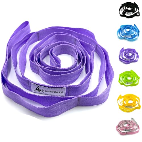 Stretching Strap Yoga Strap with Loops, Stretch Straps for Physical Therapy, Non-Elastic Exercise Strap for Pilates, Dance and Gymnastics with Workout Guide - color: Purple