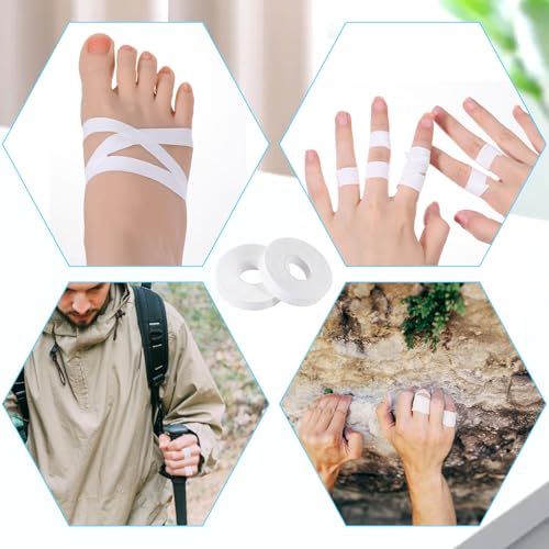 2 Rolls White Finger Tape, Extra Strong Athletic Tape for Fingers 0.6-Inch X 32-Feet Skin-Friendly Sports Tapes Strong Rock Climbing Volleyball Finger Tapes for Outdoor Sports Football Soccer Training