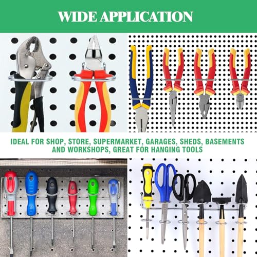 13Pcs Pegboard Screwdriver Pliers Holders Set Contains Double Loop Shelving Display Organizer Hooks and Multi Ring Peg Board Hanging Hook for Shop Store Supermarket
