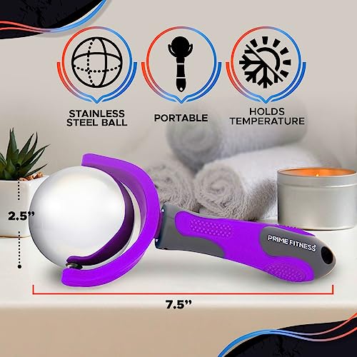 Cold Massage Roller Ball | Cold Therapy | Ice Roller Ball with Handle | cryo Stick | Relieve Muscle Pain (Purple) - color: Purple