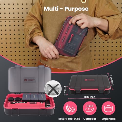 HARDELL Mini Cordless Rotary Tool, 4V 129pcs Rechargeable Rotary Tool Kit | USB Charging Multi-Purpose DIY Tool for Sanding, Polishing, Drilling, Engraving, Woodworking, Craft - style: Pink-129 accessories