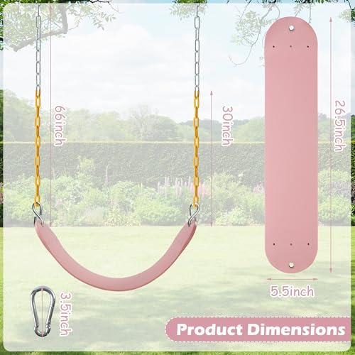 Sunnyglade 2PCS Swings Seats Heavy Duty with 66" Chain, Playground Swing Set Accessories Replacement with Snap Hooks, Support 250lb (2, Pastel Pink) - color: pastel Pink