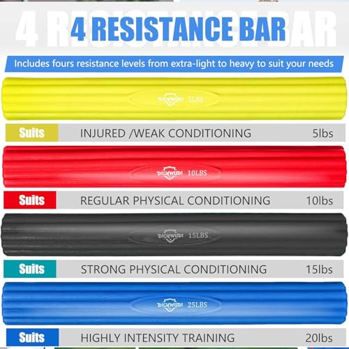 DICYWUDI Flex Therapy Bar and Grip Strength Trainers set, Physical Therapy & Resistance Bar for Golfers Elbow, Tendinitis, Wrist,Forearms Pain, Improve Grip Strength and Relieve Pain - color: Yellow/Red/Black/Blue