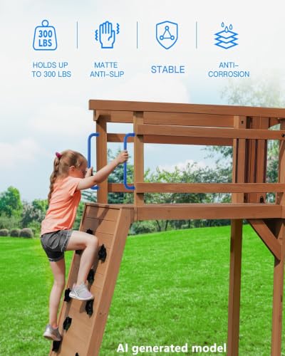 BiJun 17 Inch Monkey Bars Heavy Duty Metal Playground Handles,Blue 6 Pack | Indoor Outdoor Ceiling Grab Bars,Anti-Rust Steel,300LBS Capacity,for Backyard Climbing Frame Treehouse Wall Ladder - color: Blue-6pcs