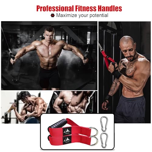 Heavy Duty Gym Exercise Handles Attachment for Cable Machine,Resistance Band,Pulley System Home Fitness Workout Equipment, with Elastic Rubber Grip and 2 Large Carabiners - color: Glory Red XW