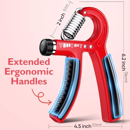 FitBeast Grip Strengthener Forearm Strengthener, Adjustable Hand Grip Strengthener for Strength Training & Rehabilitation, 10-132 lbs Resistance, Ideal for Athletes and Physical Therapy (1 Piece) - color: Red