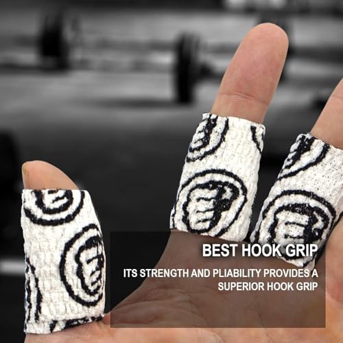 WOD Nation Flexible Hook-Grip Athletic Tape – Easy-Tear, Sweat-Proof Thumb & Finger Strips for Weightlifting - color: White