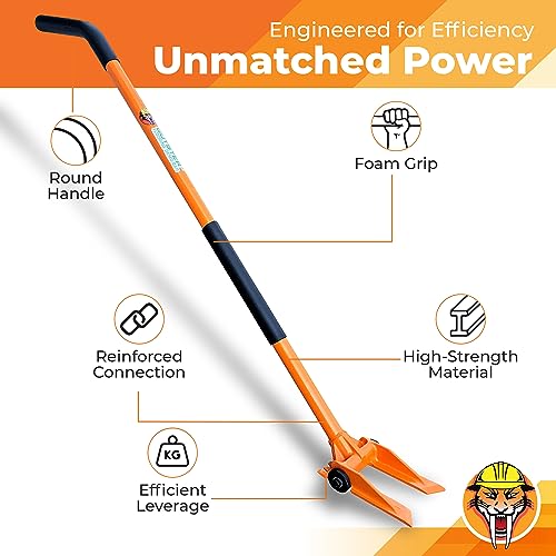 60” Demolition Pry Bar & Crowbar – Round Handle Wrecking Bar for Ceiling & Wall Demo – Heavy Duty Nail Puller Tool for Contractors, Firefighters & Home Renovations - size: 60" Round