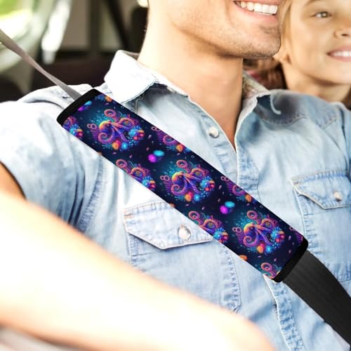 2PCS Octopus Collage Ocean Marine Life Seat Belt Cover Breathable Automotive Seat Belt Protector for Adult Use, Most Cars, Pressure Relief - color: Pattern 1220